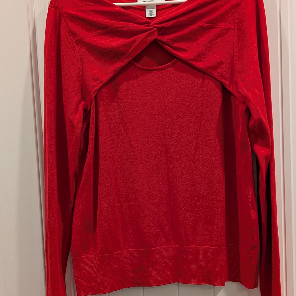 Women's Red Twist-Front Top - Picture 2 of 6